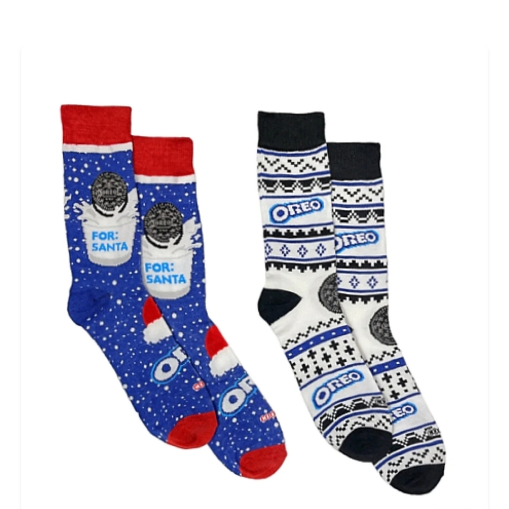 Oreo Cookie 2pack Crew Socks Unisex New For Santa Mens Sz.8-12, Women 9-13 Retro